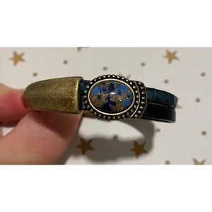 Brass and leather Bracelet with stone